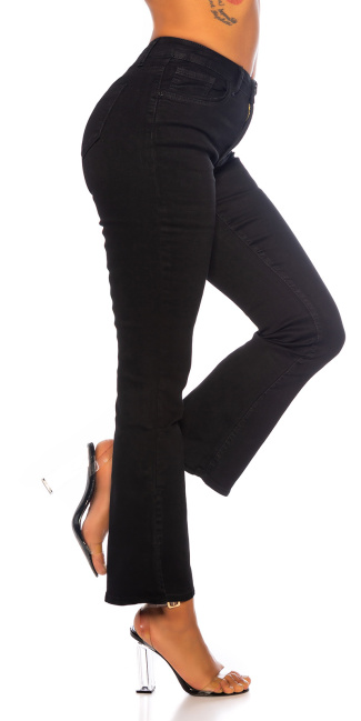 Bootcut Jeans with Slit Black